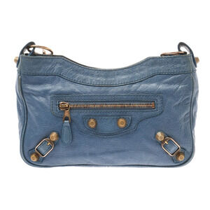 BALENCIAGA The Giant Hip Blue Pink Lambskin Shoulder Bag